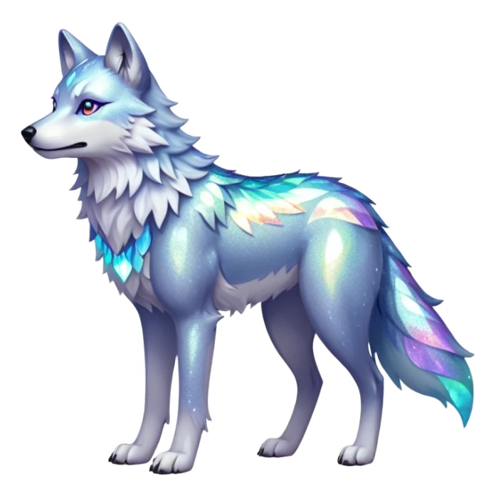 Falvie-Fionbri-creature-sparkle-wolf, full body sticker