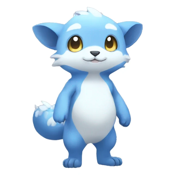Cute cool white blue animal hybrid Fakemon full body sticker