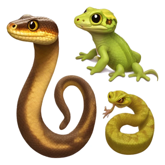 Hognose snake and two crested geckos sticker