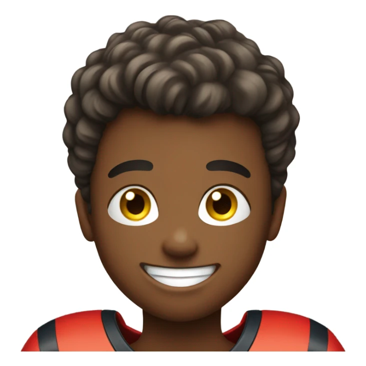 smiling boy with football on football field  sticker