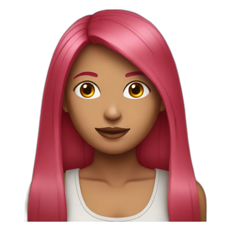 girl-long-straight-rosered-hair-partying-face sticker