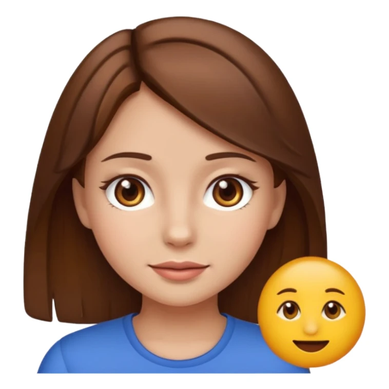 girl with brown hair and brown eyes, emoji style, version 4 sticker