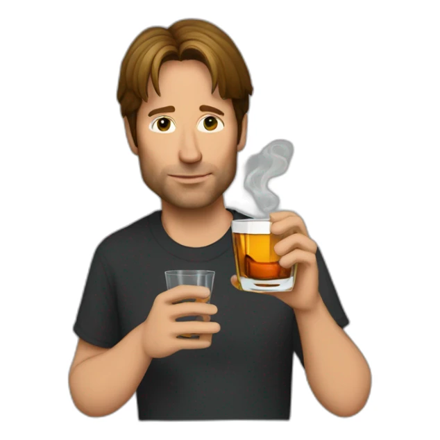 hank moody holds a glass of whisky and cigarettes sticker