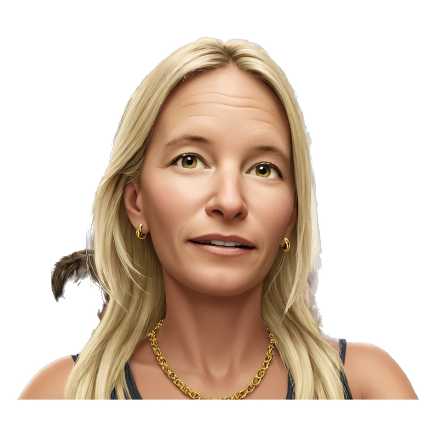 realistic blonde hair with necklace sticker