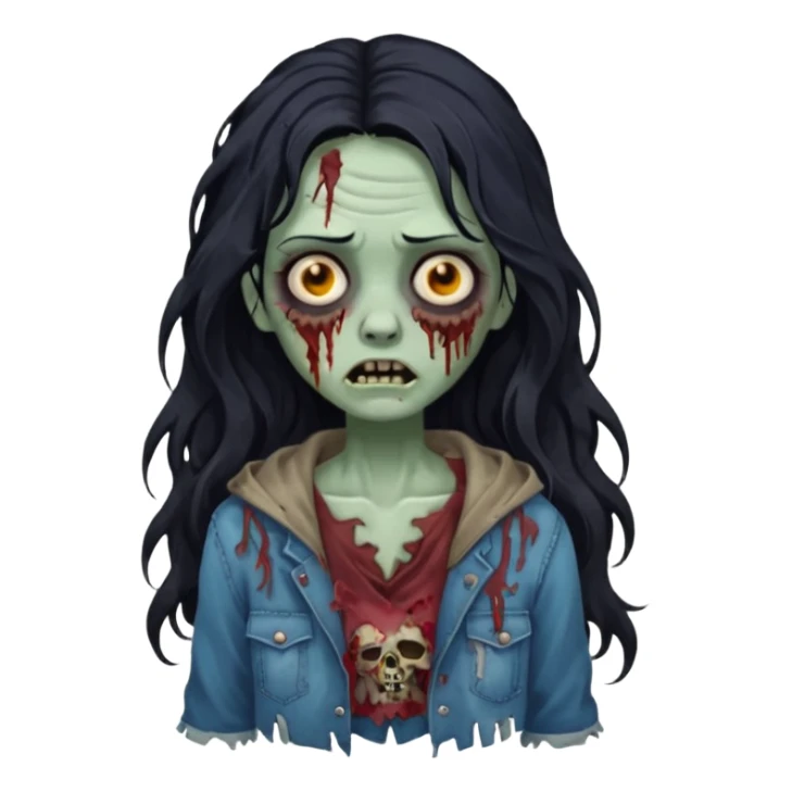 garota zumbi com cabelo preto ondulado longo  sticker