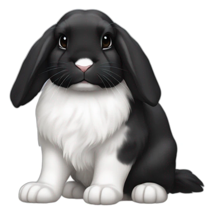 Black Holland lop rabbit with one white paw sticker
