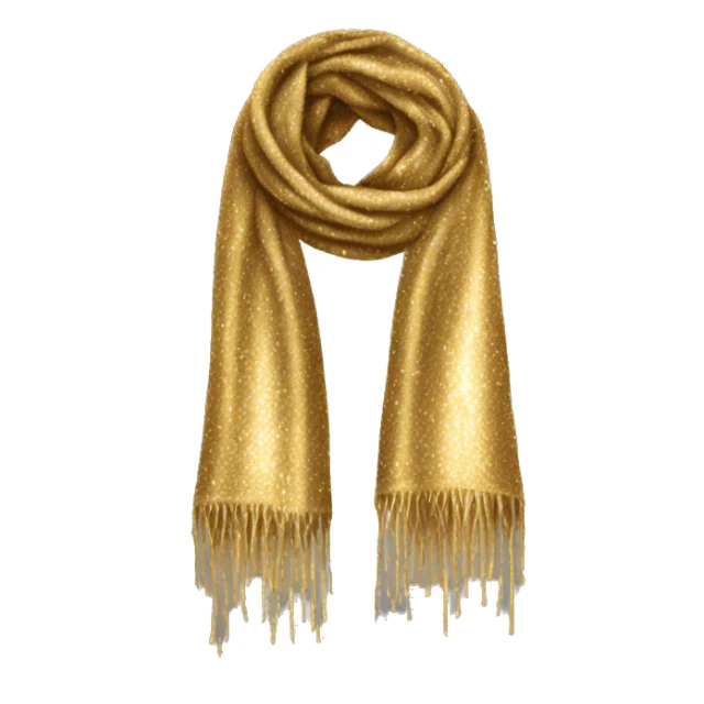 Realistic glitter gold winter scarf isolated.  sticker