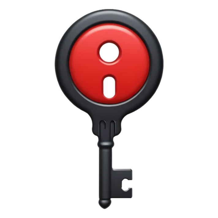 iOS sticker, dark key, black metal, red hole, minimal sticker