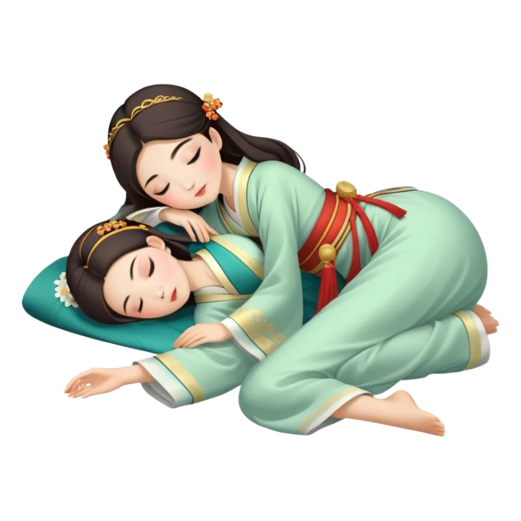 Beautiful girl in Hanfu lying on the ground sleeping sticker