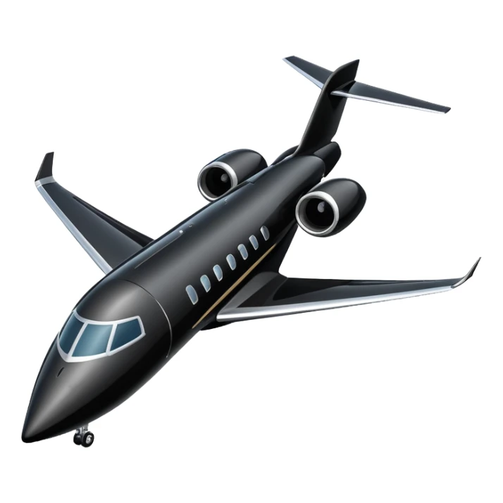 Black private jet with no landing gear exposed sticker