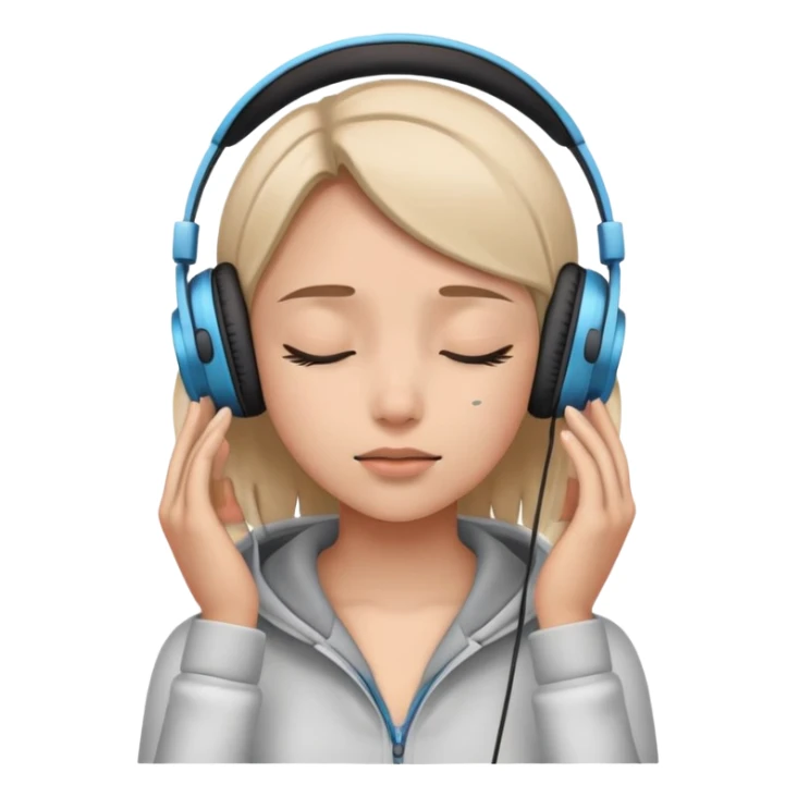 Girl wearing headphones with her eyes close sticker