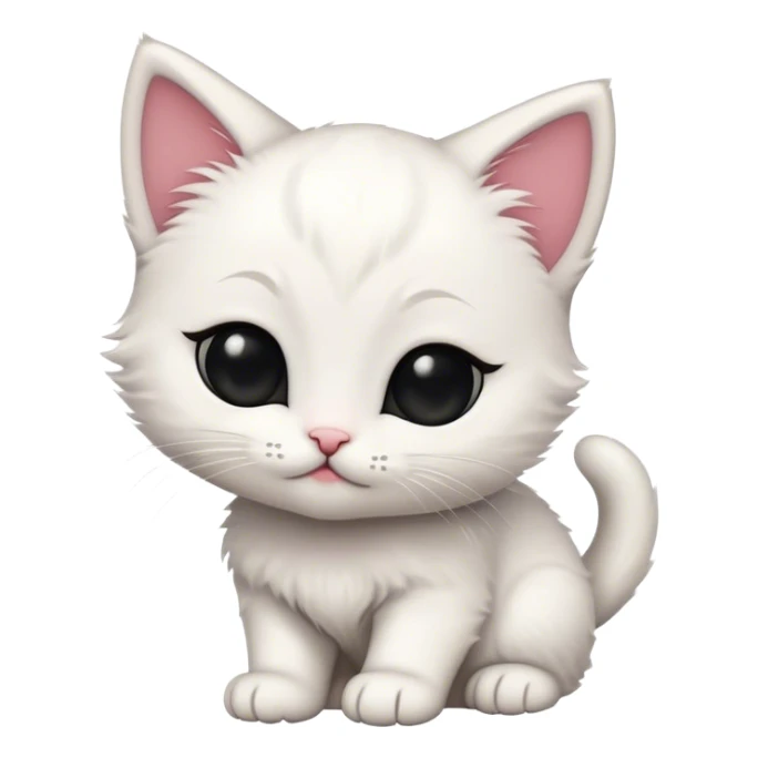White kitten with black in love sticker