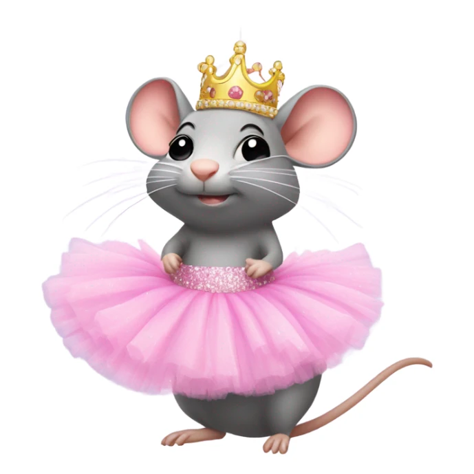 Rat with pink tutu and tiara sticker