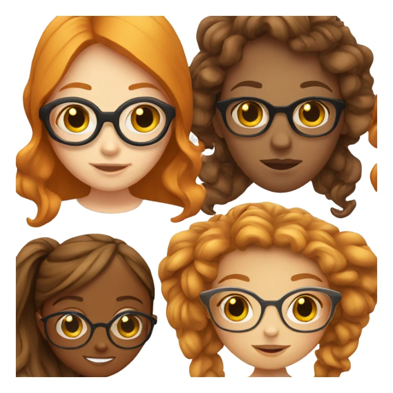 Ginger girl with glasses and a  brunette Mexican girl sticker