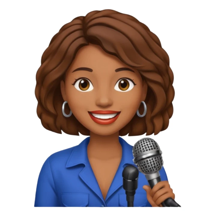 brown skin woman, singer, hold micro sticker