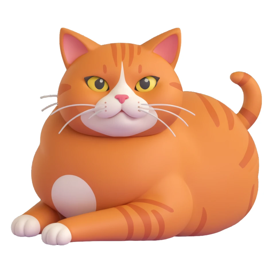 a fat red-haired cat named Rufo, lying down, playful look sticker
