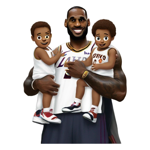 LeBron James holding two white toddler boys  sticker