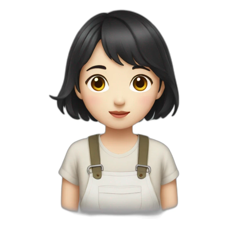 farmer korean girl short black hair sticker