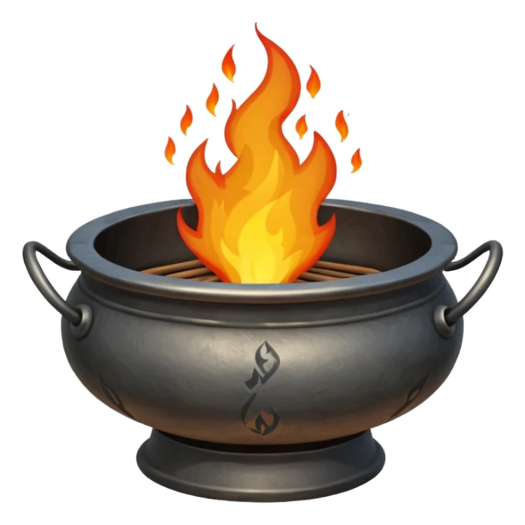 can you make a really medieval looking spiritual metal fire basin with a fire coming out of the top sticker