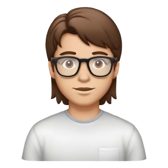 with brown hair mullet and glasses sticker