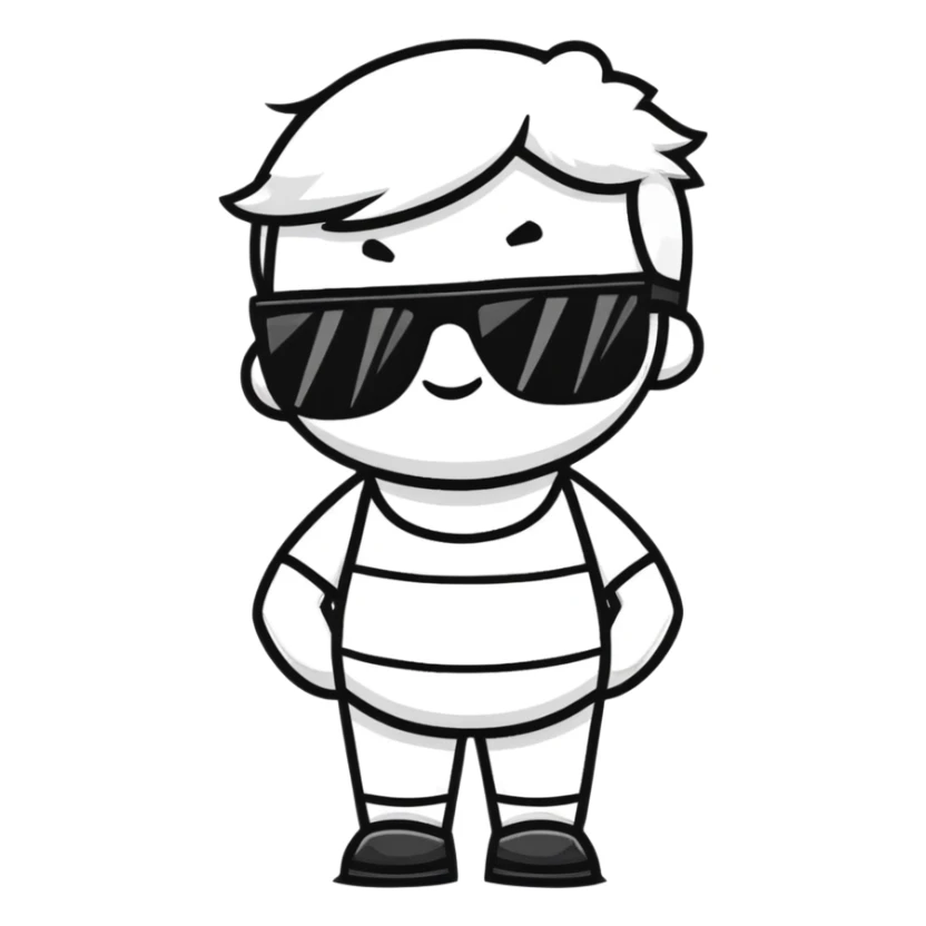 Fun character looking super cool with sunglasses and a confident pose sticker