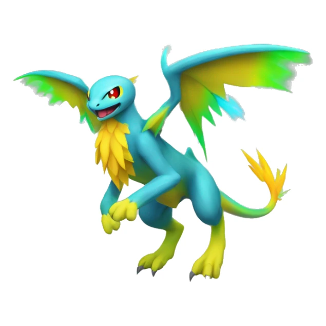 Colorful Neon Colors Flying Fakémon-Pokémon-Creature Full Body sticker