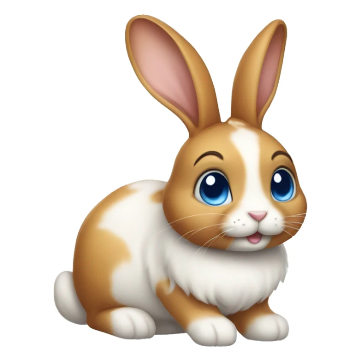cute caramel and white rabbit, long ears up with blue eyes  sticker