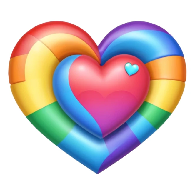heart with a moon, rainbow bow with heart pattern on the bow sticker
