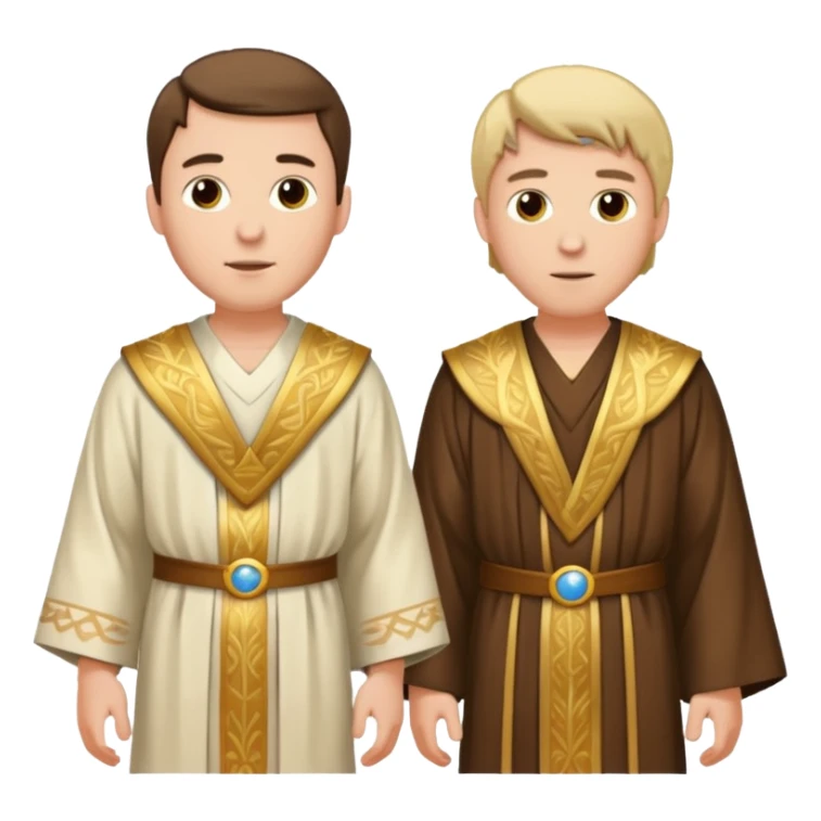 two white biblical men standing next to each other sticker