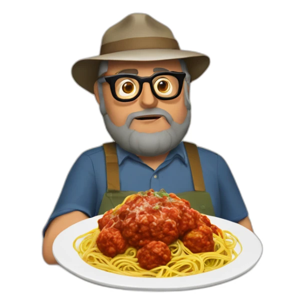 Sergio Leone eating spaghetti and meatballs sticker