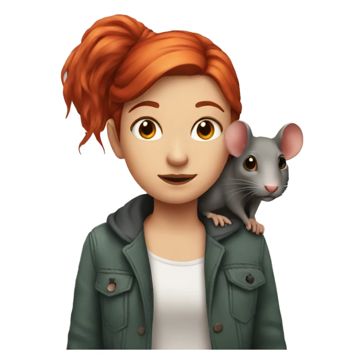 girl with red hair with a rat on her shoulder sticker