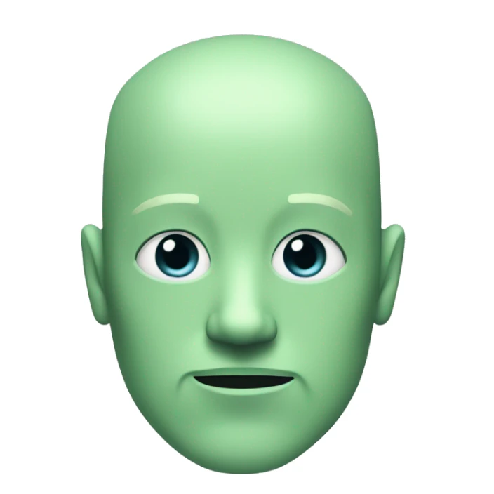 Pastel green bald male cyborg head with goatee sticker