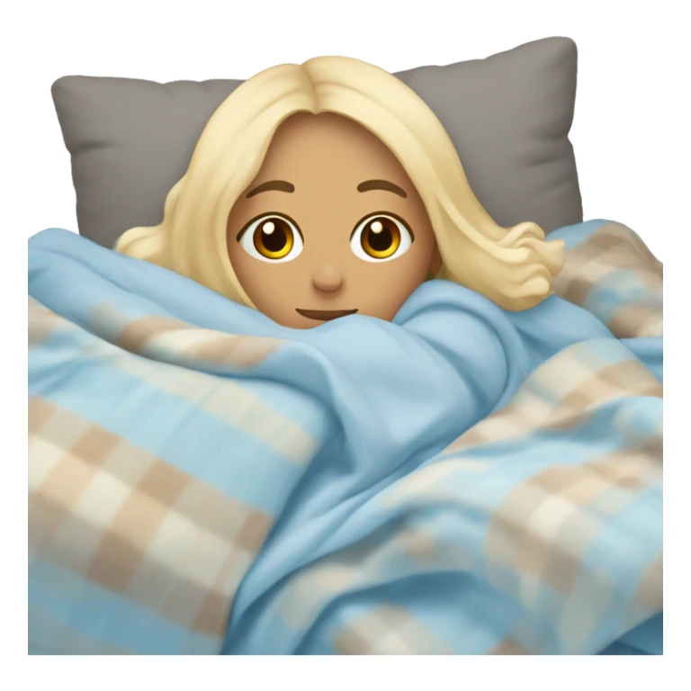 pastel blue blonde girl covered in blankets and lying on a pillow sticker