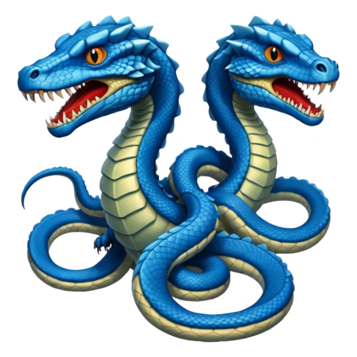 blue hydra, strong reptilian body with multiple serpent-like heads rising from its neck sticker