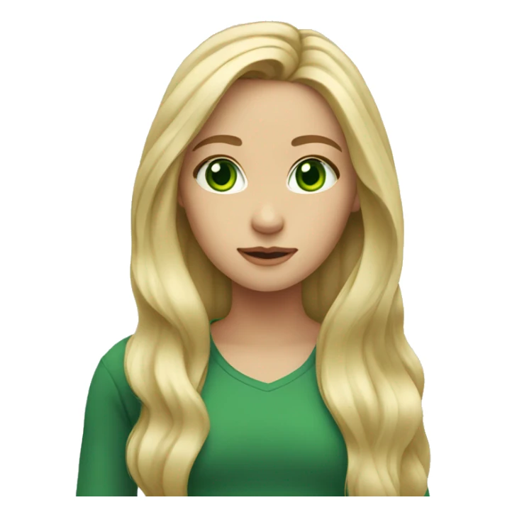 girl blond long hair green eyes sticker