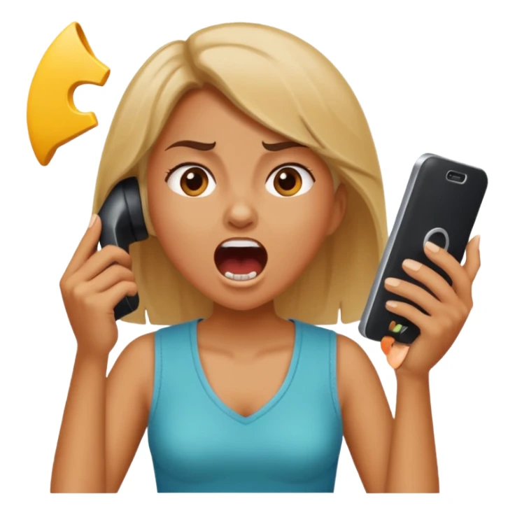 Girl yelling at phone  sticker