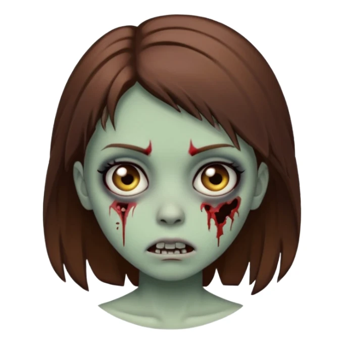 Girl zombie brown hair emo emoji sticker
