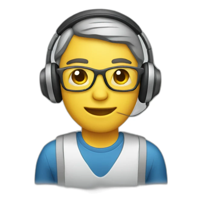 employee with laptop and headphones sticker