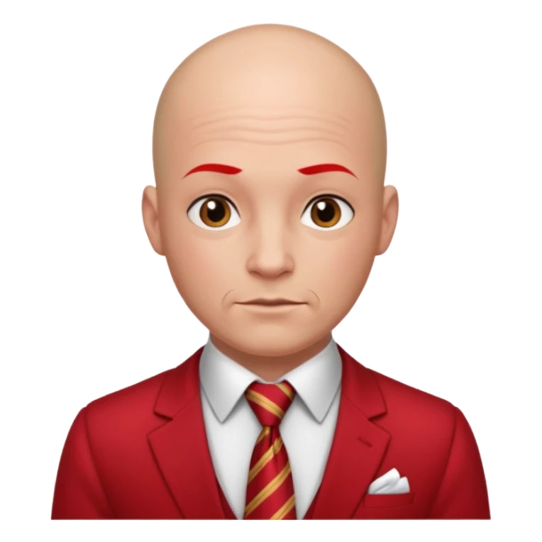 man Bald with red necktie, red dress,tatto. sticker