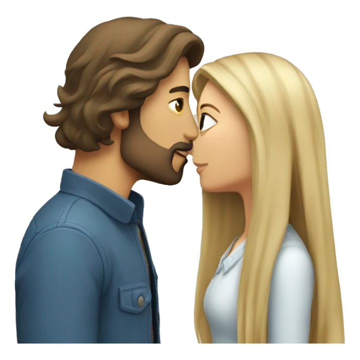 Brunette guy with beard kissing blond girl with long hair sticker