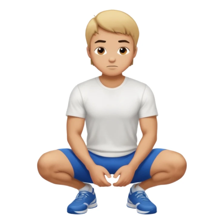 A regular man squatting with his hands on his knees sticker