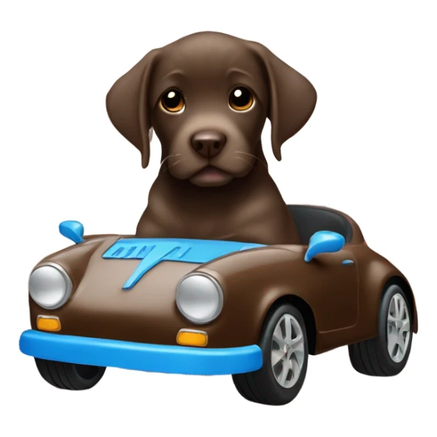puppie chocolate labrador in a blue Porsche  sticker