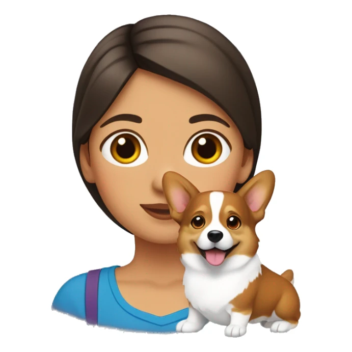 Une fille brune avec un corgi tricolore sticker