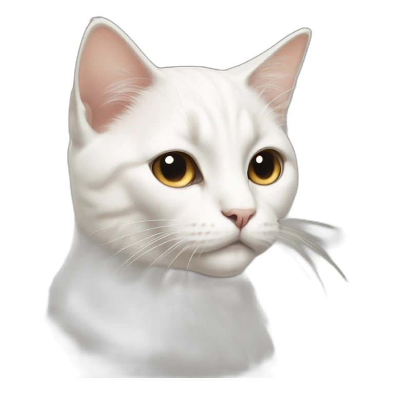 white cat with black around left eye and beige around right eye sticker