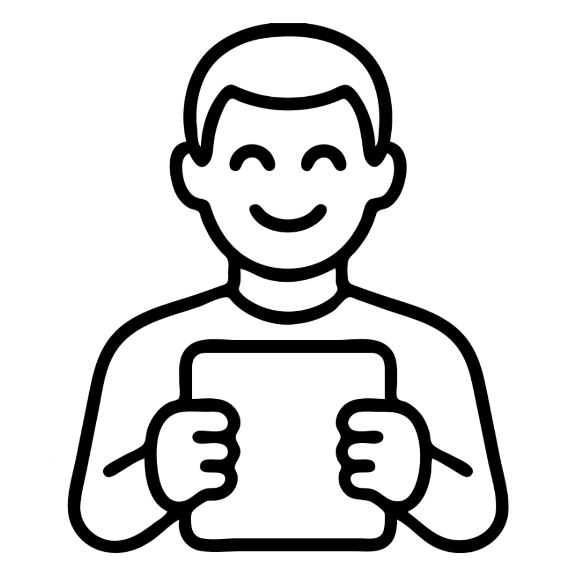 a man with a gold tablet, lucky expression, simple icon sticker