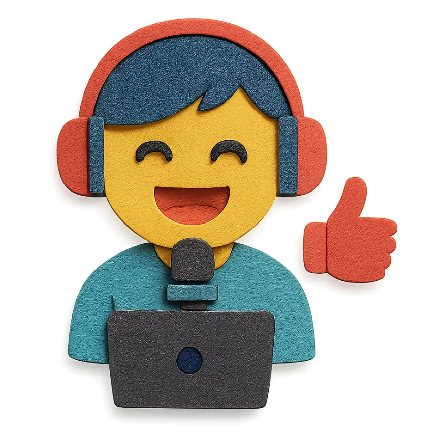 an online content creator, paper craft style sticker