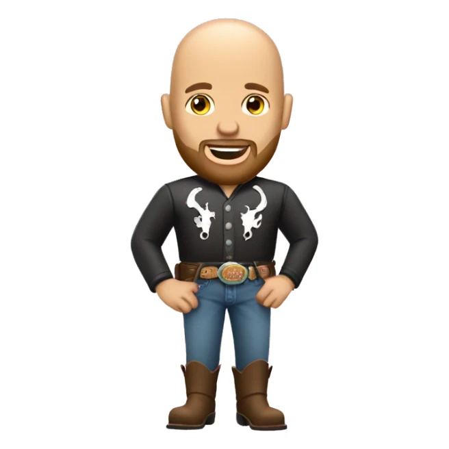 Bald guy with a beard and cowboy boots and T-Mobile logo sticker
