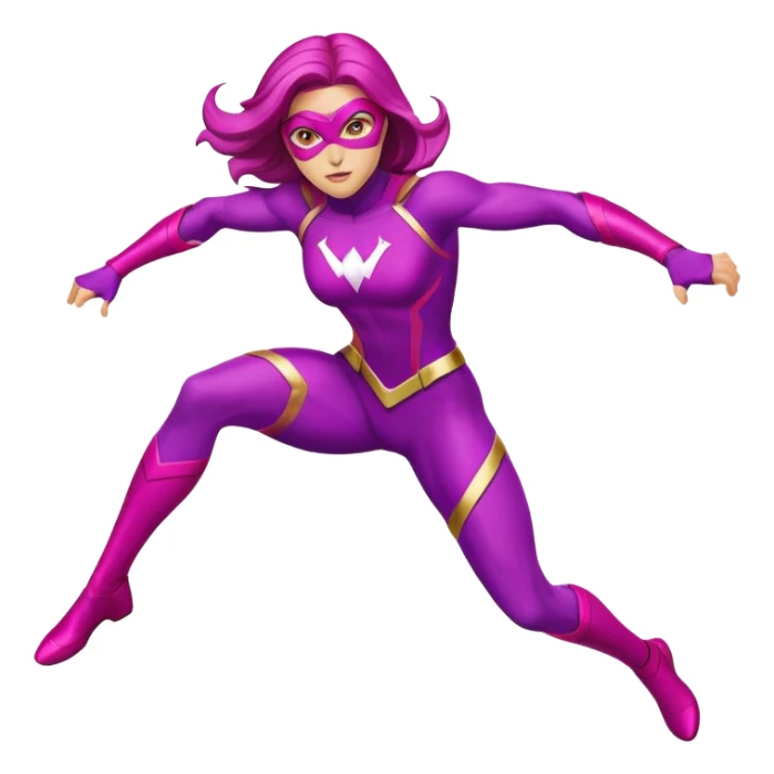 pink violet woman superhero jumping power sticker