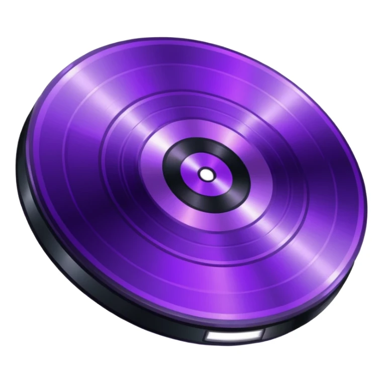 pixelated music disc with a purple label sticker