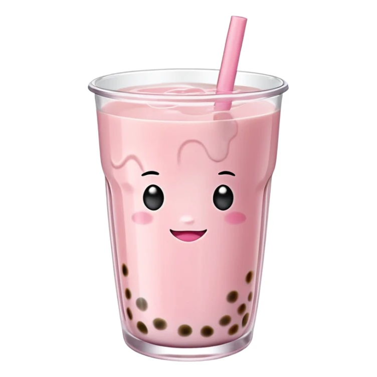 make an emoji for a pink lychee or sakura boba tea sticker